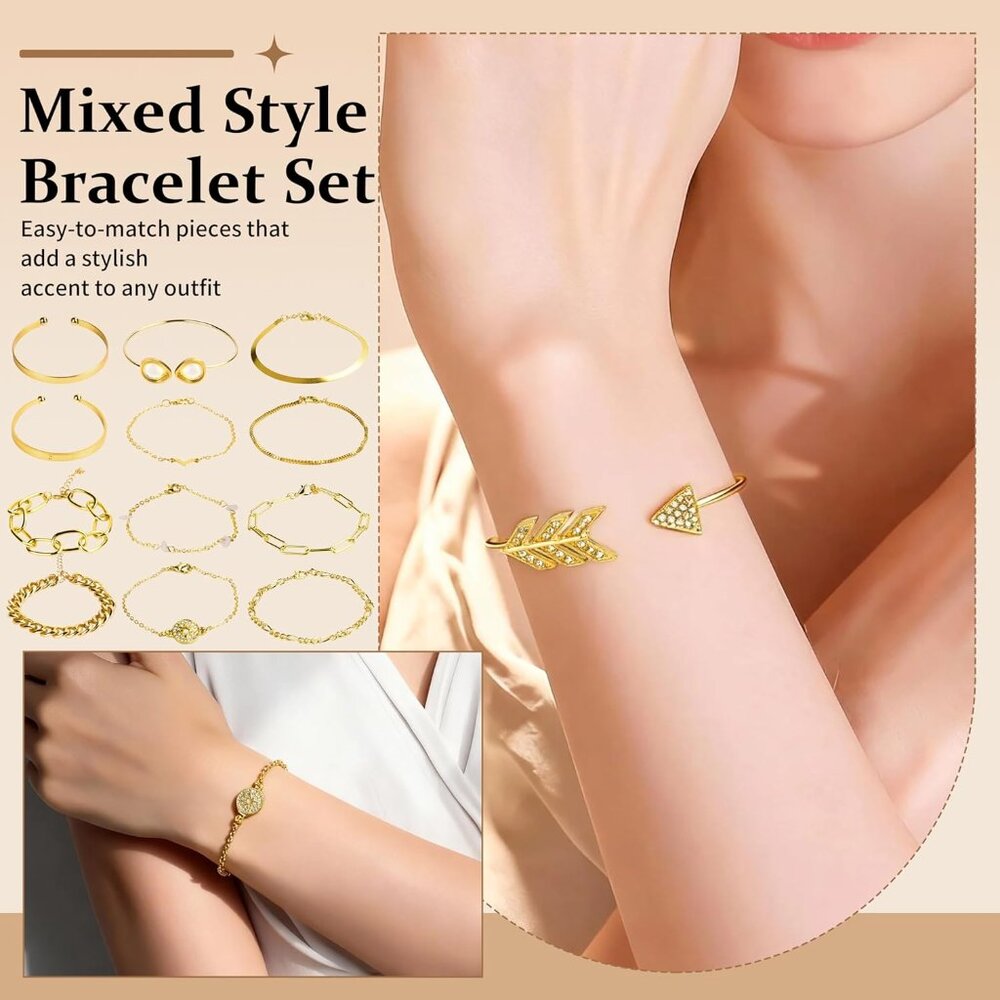 86 Pcs Gold Jewelry Set for Women, Alloy Plated Fashion Set with 17 Necklace, 15 - Picture 4 of 6